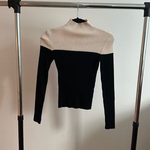 Zara Two Tone Mock Neck Top